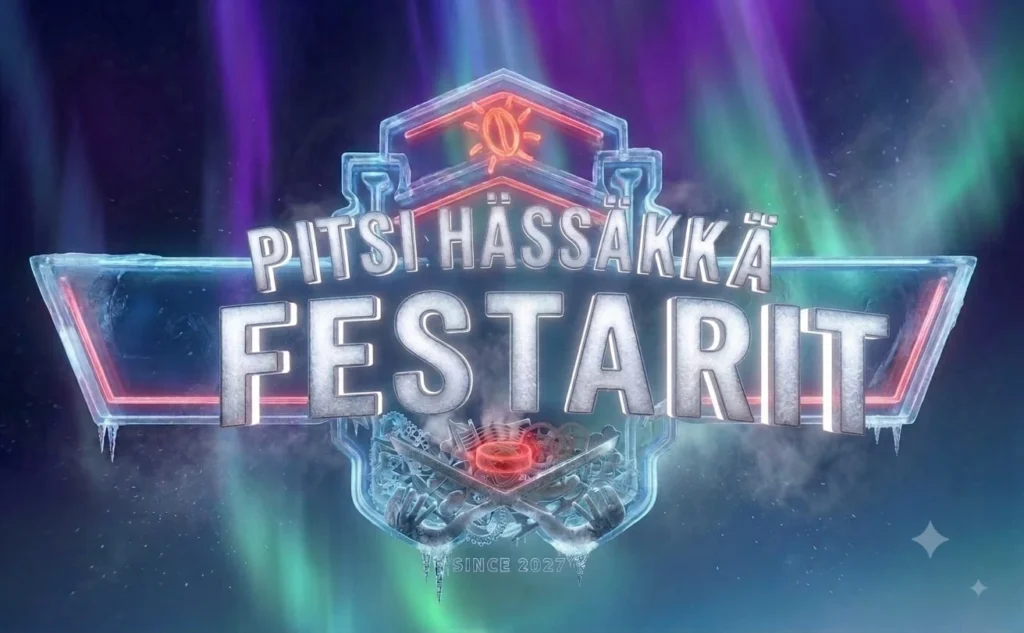 Pitsi Hässäkkä Festarit -logo revontulitaivasta vasten